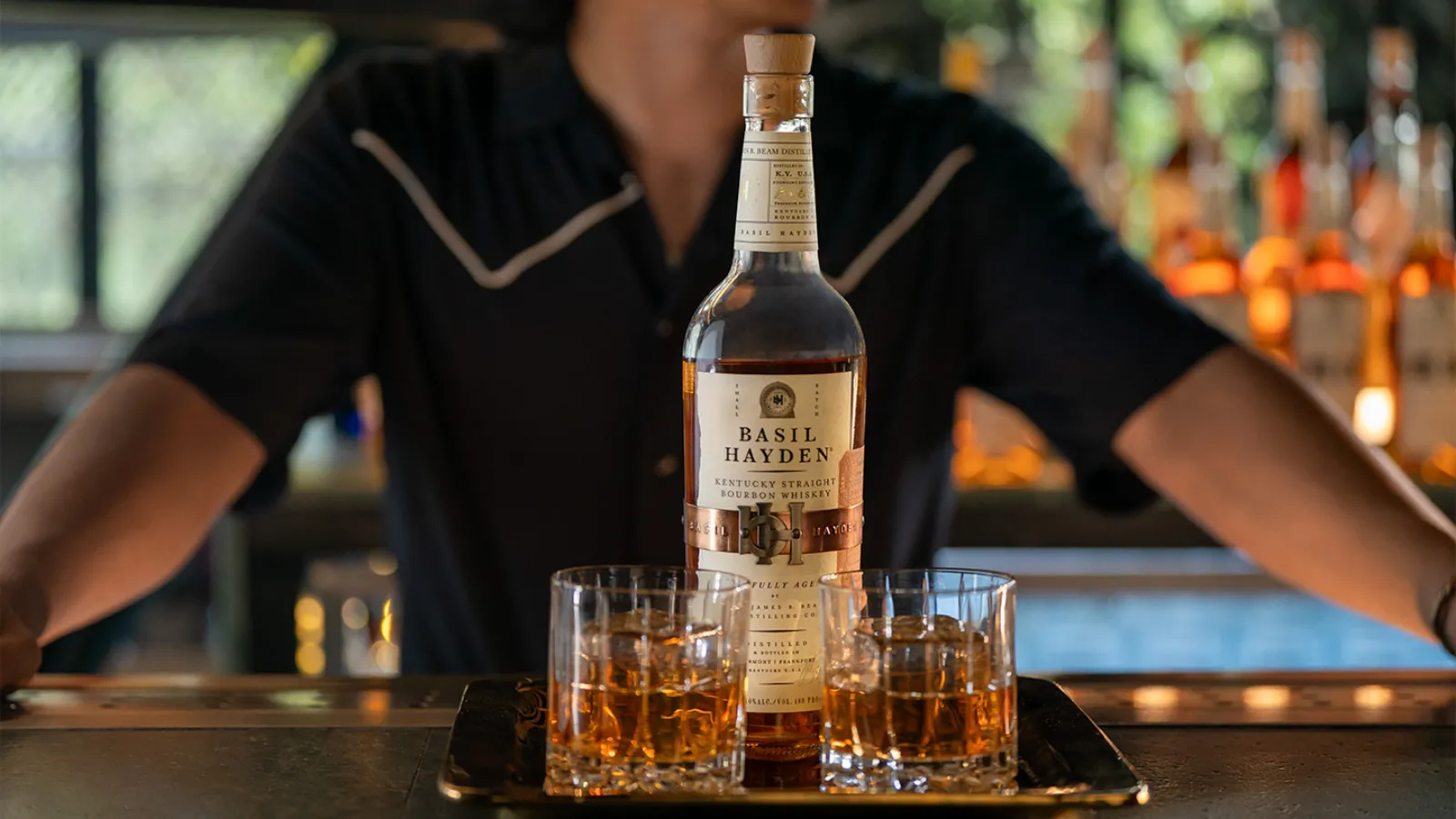 Basil Hayden® Kentucky Straight Bourbon Whiskey bottle and glasses