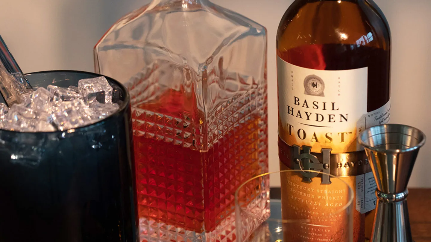 All the elements for making a cocktail with Basil Hayden® Toast